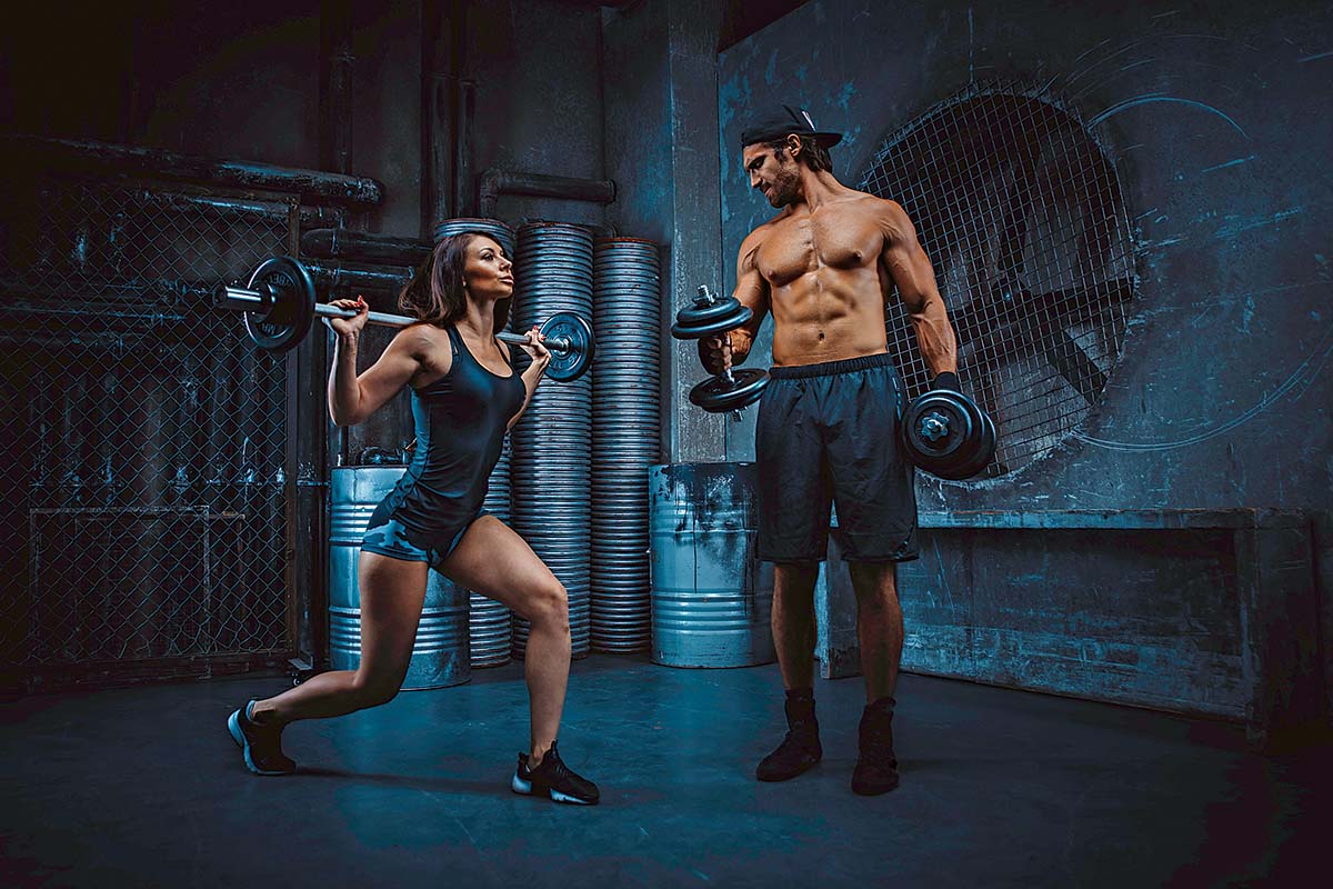 Young people making functional training in the grungy gym